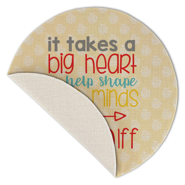 Teacher Quote Round Linen Placemats - Front (folded corner single sided)