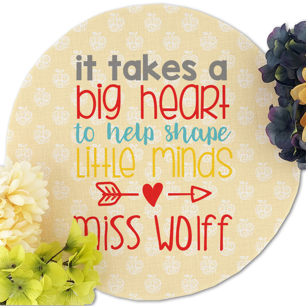 Teacher Quote Round Linen Placemats - Front (w flowers)