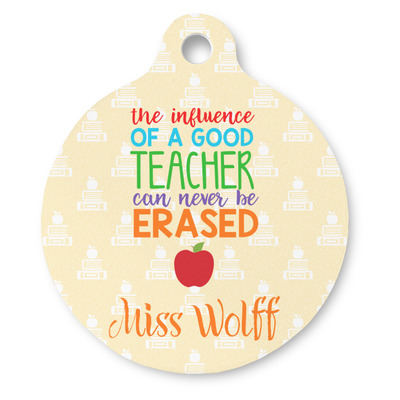 Teacher Quote Round Pet ID Tag (Personalized)