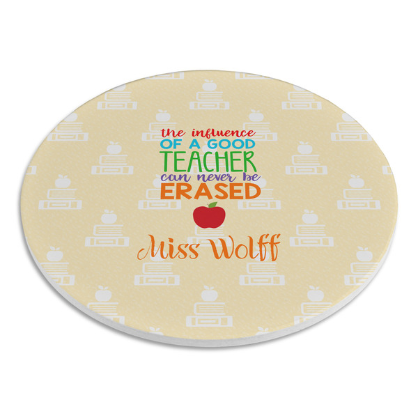 Teacher Quote Round Stone Trivet - Angle View