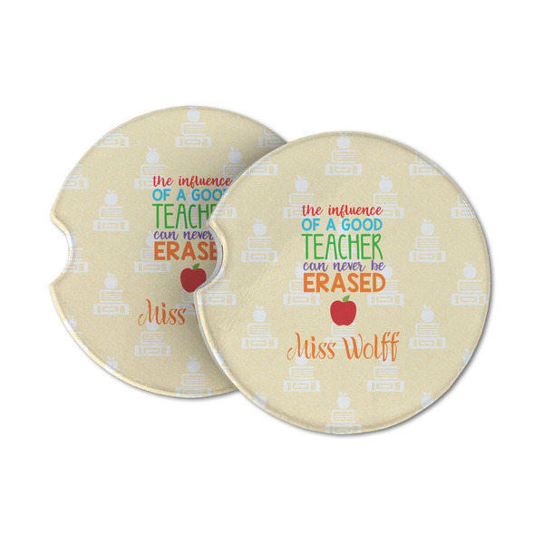 Custom Teacher Gift Sandstone Car Coasters - Set of 2 (Personalized)