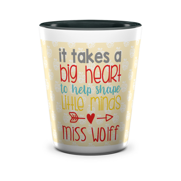 Custom Teacher Gift Ceramic Shot Glasses - 1.5 oz - Two Tone - Set of 4 (Personalized)