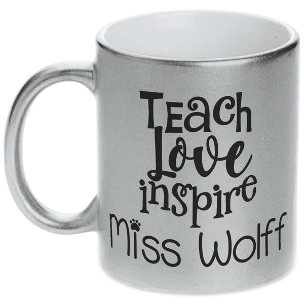 Custom Teacher Gift Metallic Silver Mug (Personalized)