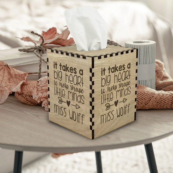 Teacher Quote Square Tissue Box Covers - Wood - In Context