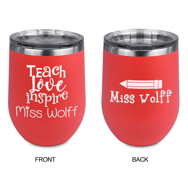 Teacher Quote Stainless Wine Tumblers - Coral - Double Sided - Approval