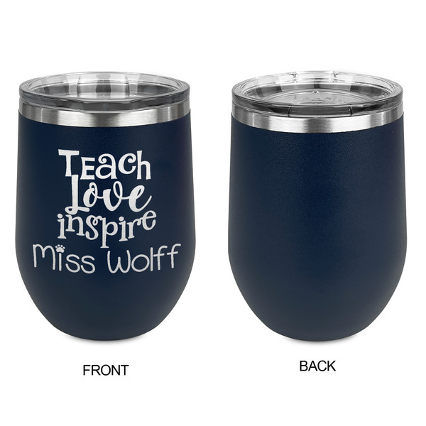 Teacher Quote Stainless Wine Tumblers - Navy - Single Sided - Approval