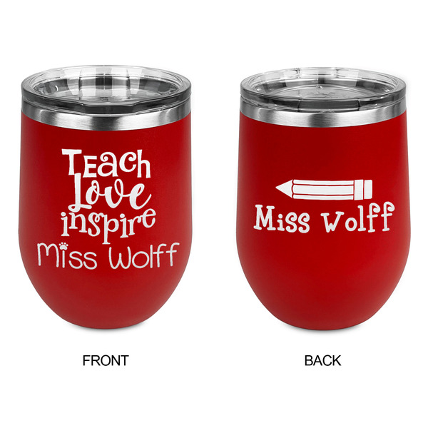 Teacher Quote Stainless Wine Tumblers - Red - Double Sided - Approval