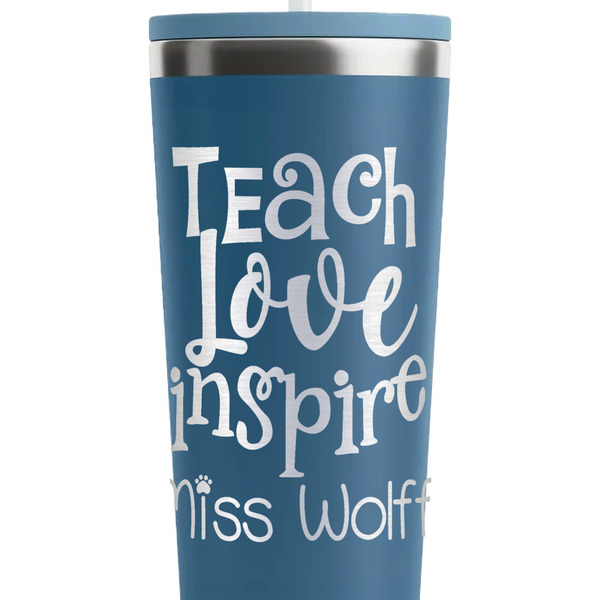 Teacher Quote Steel Blue RTIC Everyday Tumbler - 28 oz. - Close Up