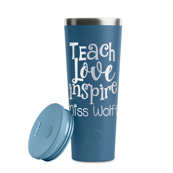 Teacher Quote Steel Blue RTIC Everyday Tumbler - 28 oz. - Lid Off