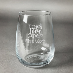 Teacher Quote Stemless Wine Glass - Engraved (Personalized)
