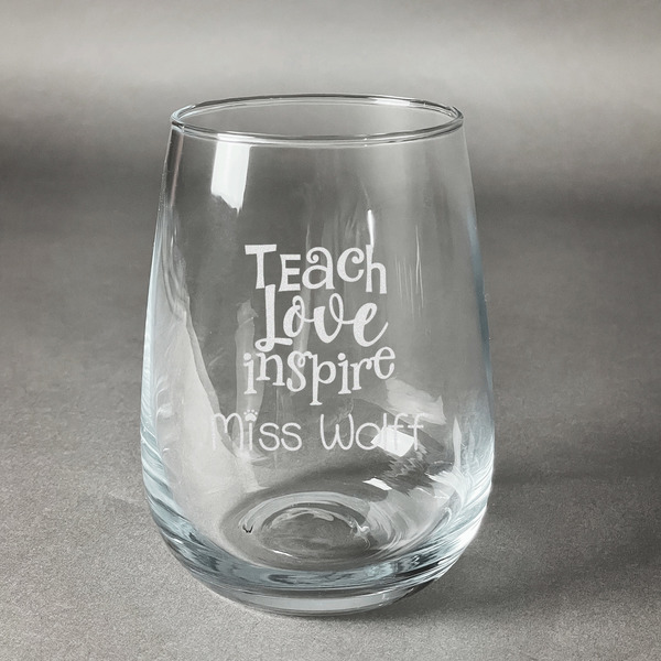 Custom Teacher Gift Stemless Wine Glass - Laser Engraved (Personalized)