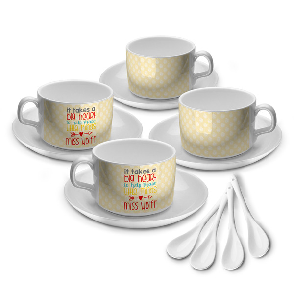 Custom Teacher Gift Tea Cups - Set of 4 (Personalized)