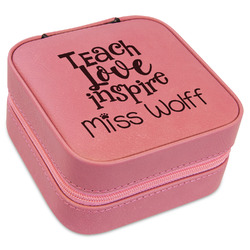 Teacher Gift Travel Jewelry Boxes - Pink Leather (Personalized)