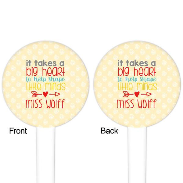Teacher Quote White Plastic 4" Food Pick - Round - Double Sided - Front & Back