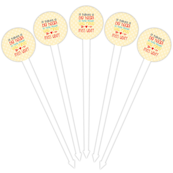 Teacher Quote White Plastic 4" Food Pick - Round - Fan View