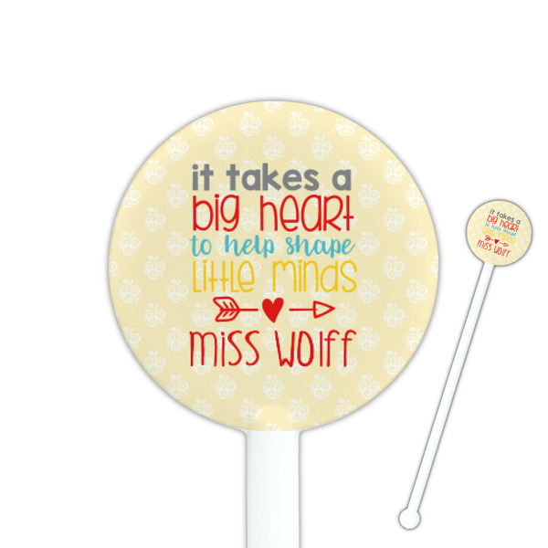 Custom Teacher Gift 5.5" Round Plastic Stir Sticks - White - Single-Sided (Personalized)