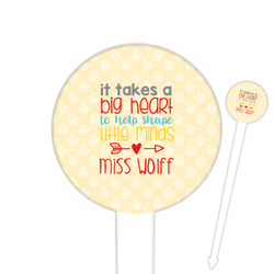 Teacher Gift 6" Round Plastic Food Picks - White - Single-Sided (Personalized)