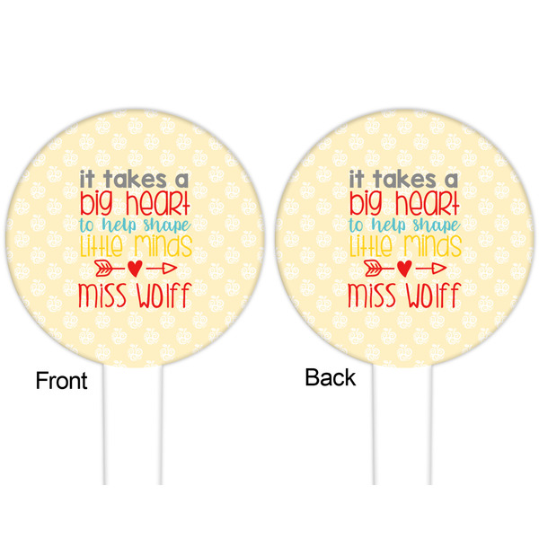 Teacher Quote White Plastic 6" Food Pick - Round - Double Sided - Front & Back