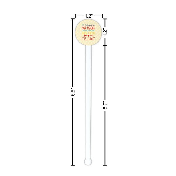 Teacher Quote White Plastic 7" Stir Stick - Round - Dimensions