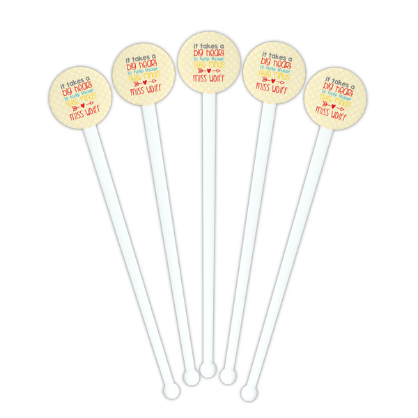 Teacher Quote White Plastic 7" Stir Stick - Round - Fan View