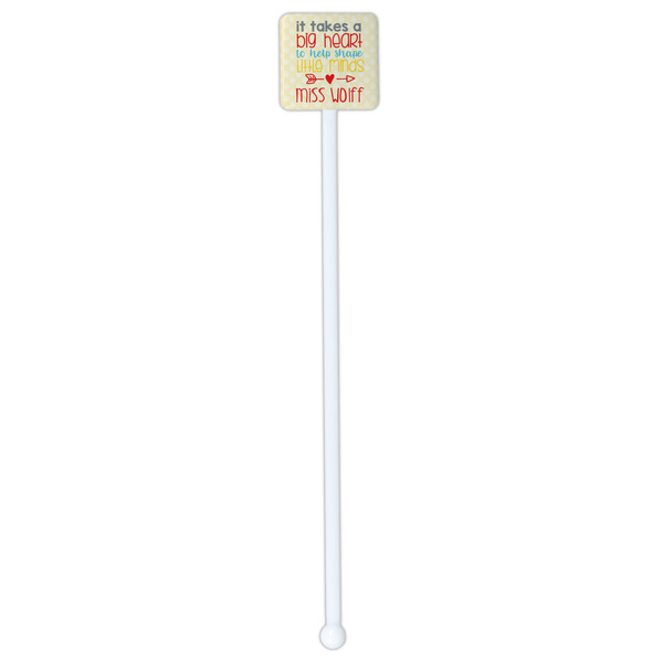 Teacher Quote White Plastic Stir Stick - Double Sided - Square - Single Stick