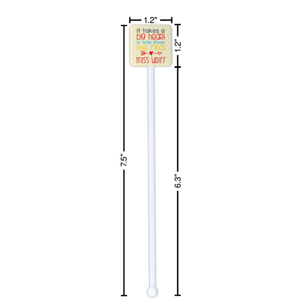 Teacher Quote White Plastic Stir Stick - Square - Dimensions