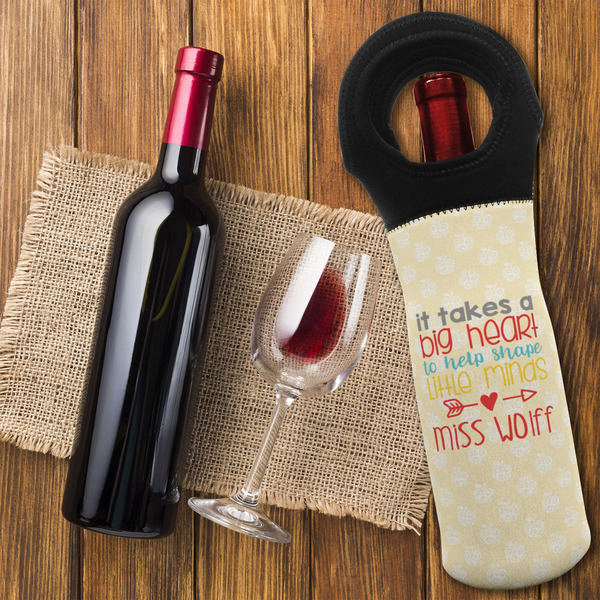 Teacher Quote Wine Tote Bag - FLATLAY
