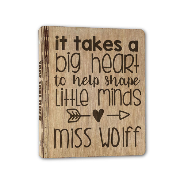 Custom Teacher Gift Wood 3-Ring Binder - 1" Half-Letter Size (Personalized)