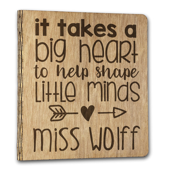 Custom Teacher Gift Wood 3-Ring Binder - 1" Letter Size (Personalized)