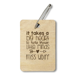 Teacher Gift Wood Luggage Tag - Rectangle (Personalized)
