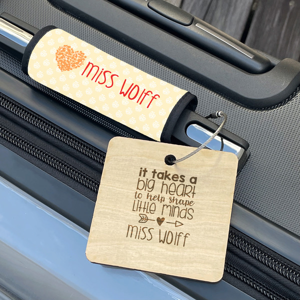 Teacher Quote Wood Luggage Tags - Square - Lifestyle