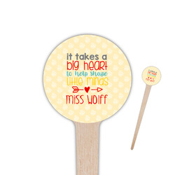 Teacher Gift 4" Round Wooden Food Picks - Double-Sided (Personalized)