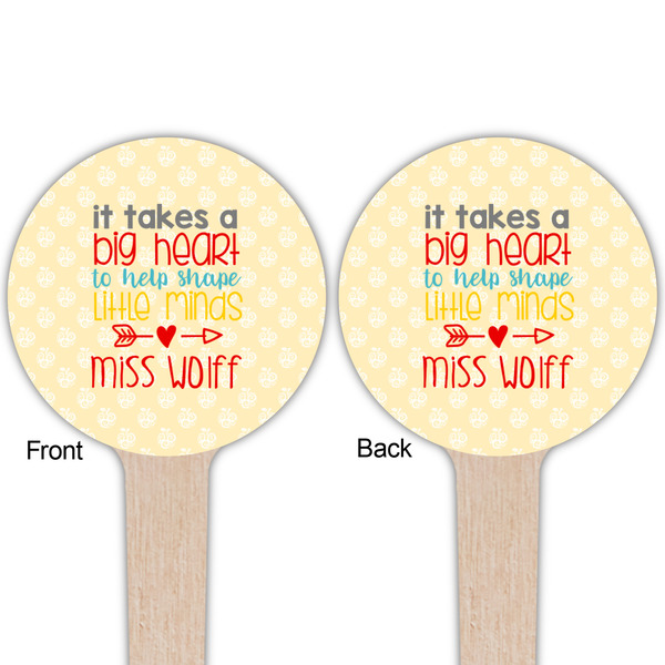 Teacher Quote Wooden 4" Food Pick - Round - Double Sided - Front & Back