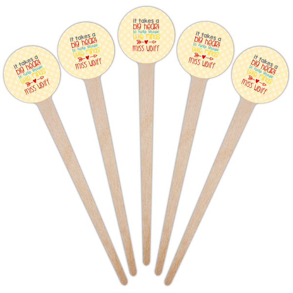 Teacher Quote Wooden 4" Food Pick - Round - Fan View