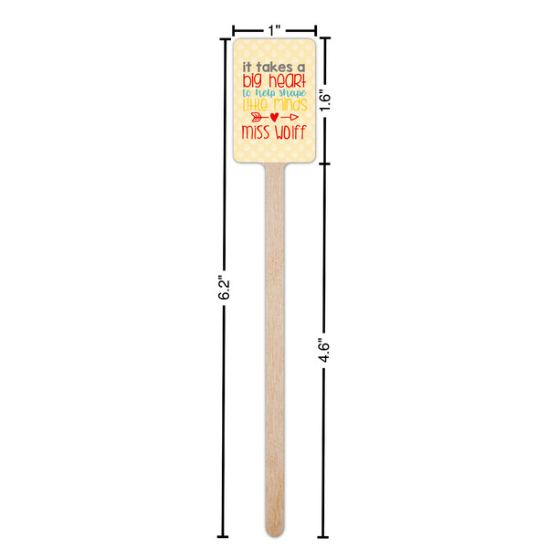 Teacher Quote Wooden 6.25" Stir Stick - Rectangular - Dimensions