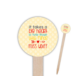 Teacher Gift 6" Round Wooden Food Picks - Single-Sided (Personalized)