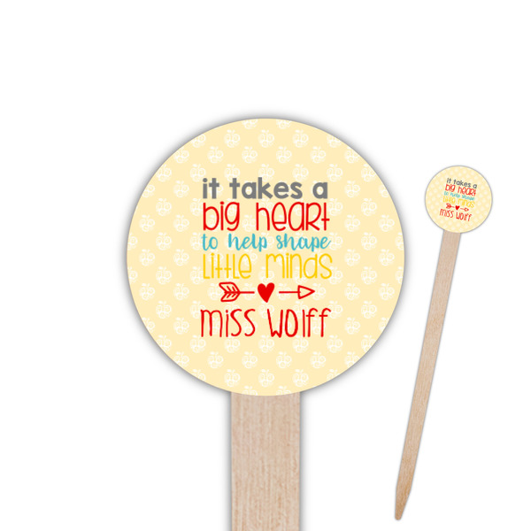 Custom Teacher Gift 6" Round Wooden Food Picks - Double-Sided (Personalized)