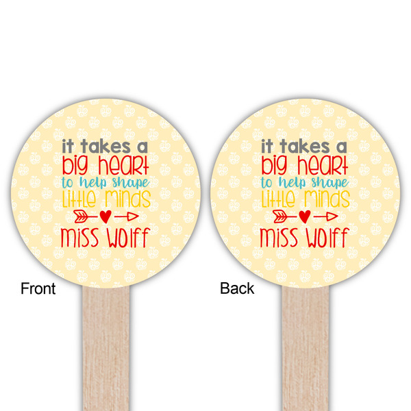 Teacher Quote Wooden 6" Food Pick - Round - Double Sided - Front & Back