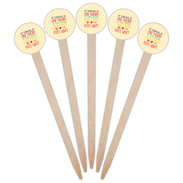 Teacher Quote Wooden 6" Food Pick - Round - Fan View