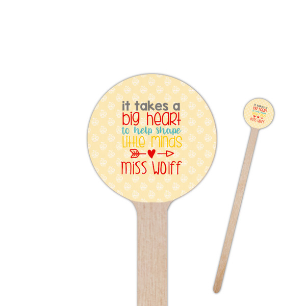 Custom Teacher Gift 6" Round Wooden Stir Sticks - Single-Sided (Personalized)