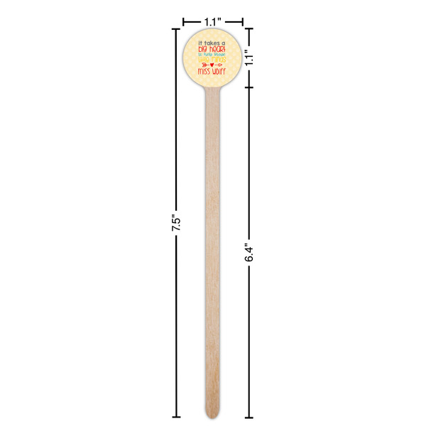 Teacher Quote Wooden 7.5" Stir Stick - Round - Dimensions
