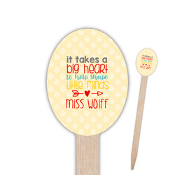 Teacher Gift Oval Wooden Food Picks - Single-Sided (Personalized)