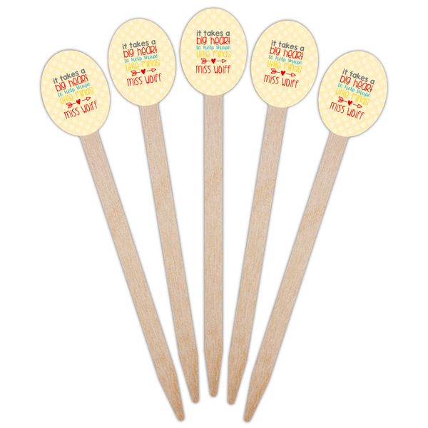 Teacher Quote Wooden Food Pick - Oval - Fan View