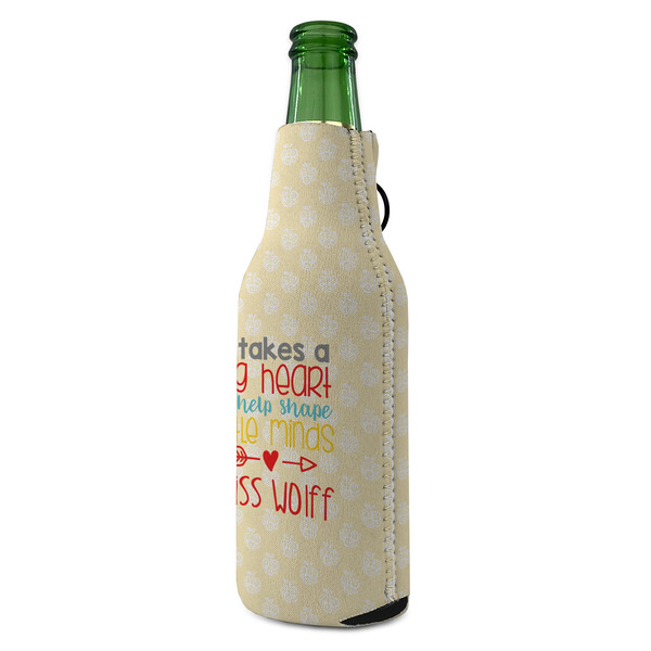 Teacher Quote Zipper Bottle Cooler - ANGLE (bottle)