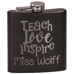Teacher Quote Black Flask Set (Personalized)