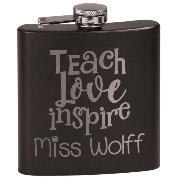 Custom Teacher Gift Black Flask Set (Personalized)