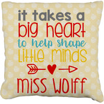 Teacher Gift Faux-Linen Throw Pillow 16" (Personalized)