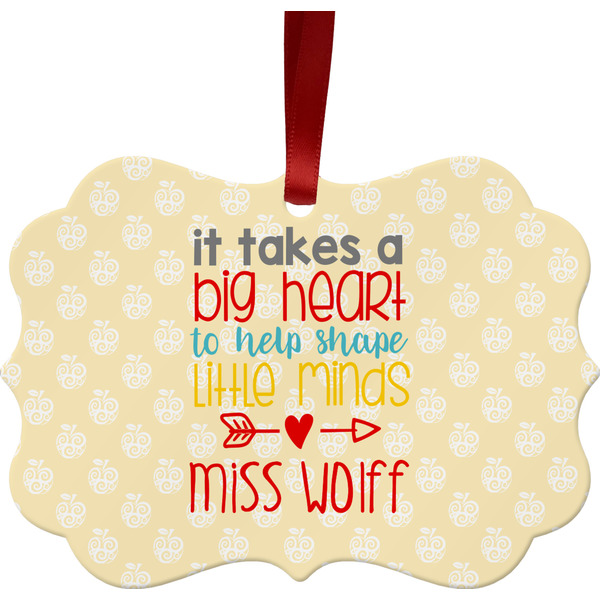 Custom Teacher Gift Metal Frame Ornament - Double-Sided (Personalized)