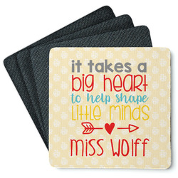 Teacher Gift Square Rubber Backed Coasters - Set of 4 (Personalized)