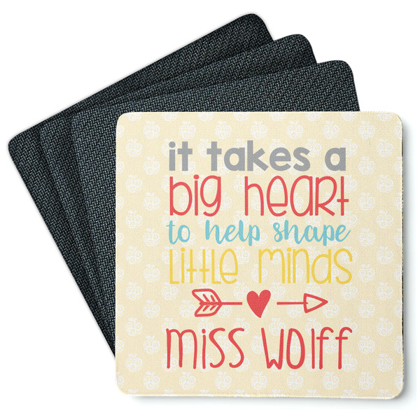 Custom Teacher Gift Square Rubber Backed Coasters - Set of 4 (Personalized)